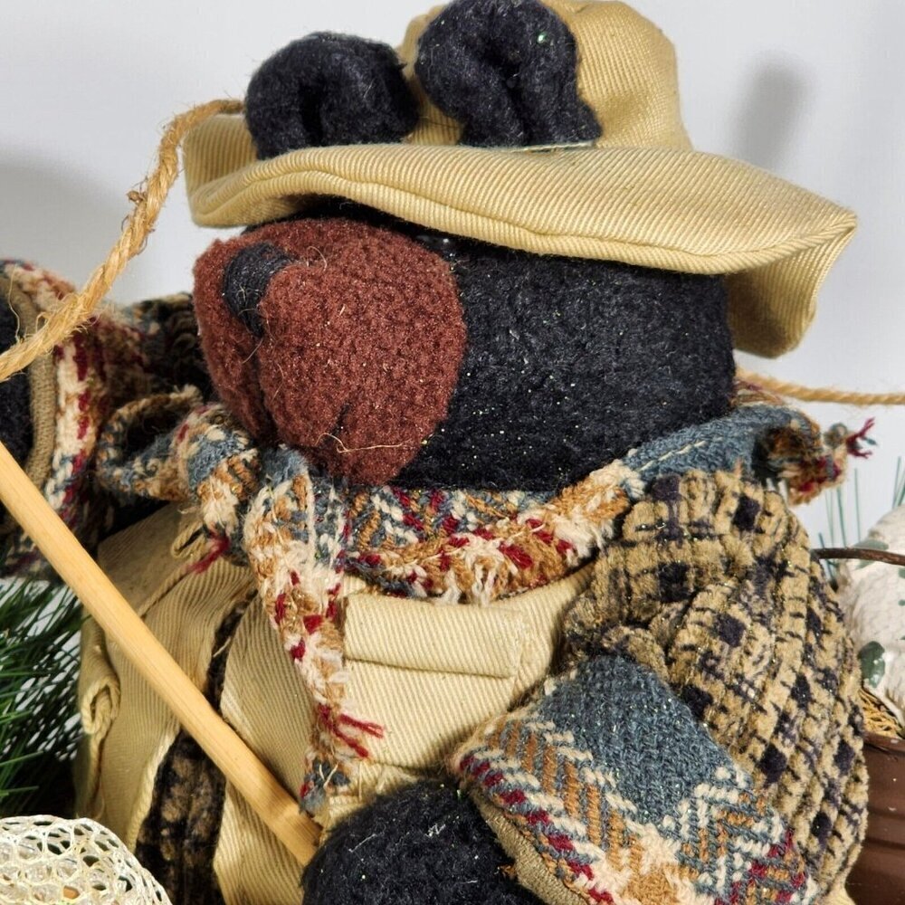 Welcome To The Lake Bear In Canoe Evergreen & Birch Winter Decor Collection